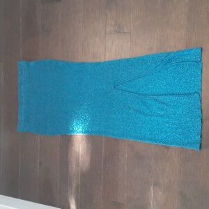 Super sparkly and stretch metallic blue long skirt 🐱